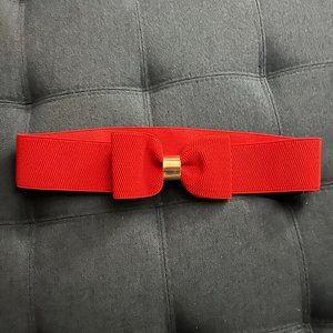 Red Elastic Bow Belt